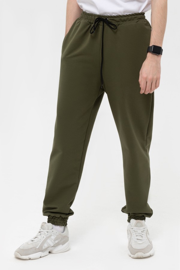  Men's-sports-pants-summer-Khaki L-50-Unisex-(Мужской)    Мужские спортивные брюки хаки трикотажные на лето 
