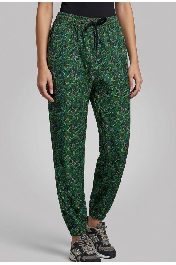  joggers green forest summer woman XS-38-40-Woman-(Женский)    Джоггеры летние женские с принтом Green forest 