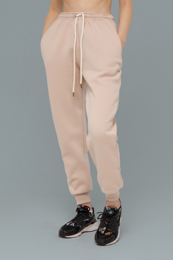  Jogger Beige Demiseson 2XL-48-50-Woman-(Женский)    Джоггеры женские бежевые утепленные спортивные брюки с начесом 