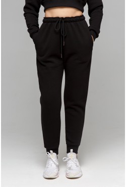Джоггеры женские черные утепленные спортивные брюки с начесом
