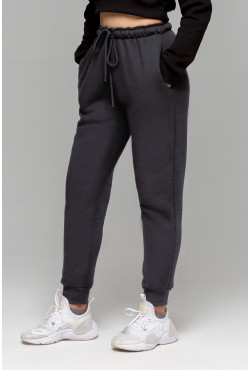 Джоггеры женские графитовые утепленные спортивные с начесом