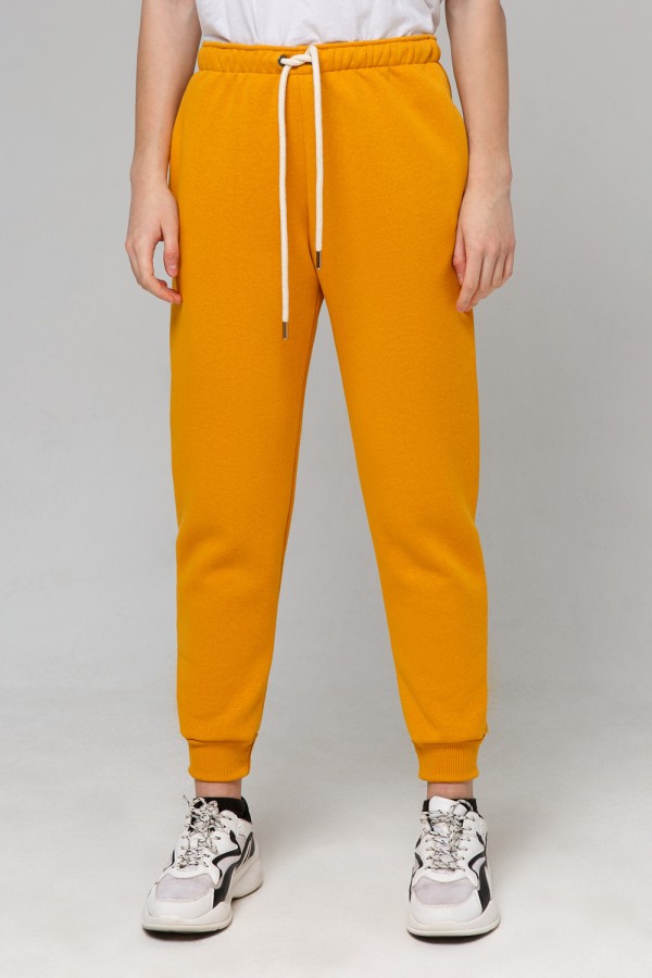  Joggers «Mustard» Demiseson M-42-44-Woman-(Женский)    Джоггеры женские цвет горчичный утепленные спортивные брюки с начесом 