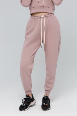 Джоггеры женские цвет пудровый розовый утепленные спортивные брюки с начесом