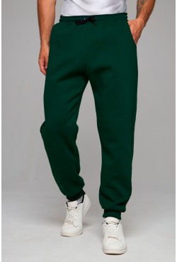 Мужские спортивные брюки темно-зеленые утепленные зимние 330гр
