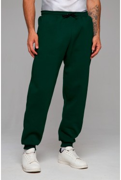 Мужские спортивные брюки темно-зеленые утепленные зимние 330гр
