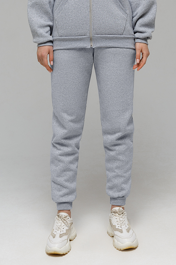  Sweatpants Gray Melange S-40-42-Woman-(Женский)    Серые женские спортивные брюки с начесом 320гр без шнуровки 