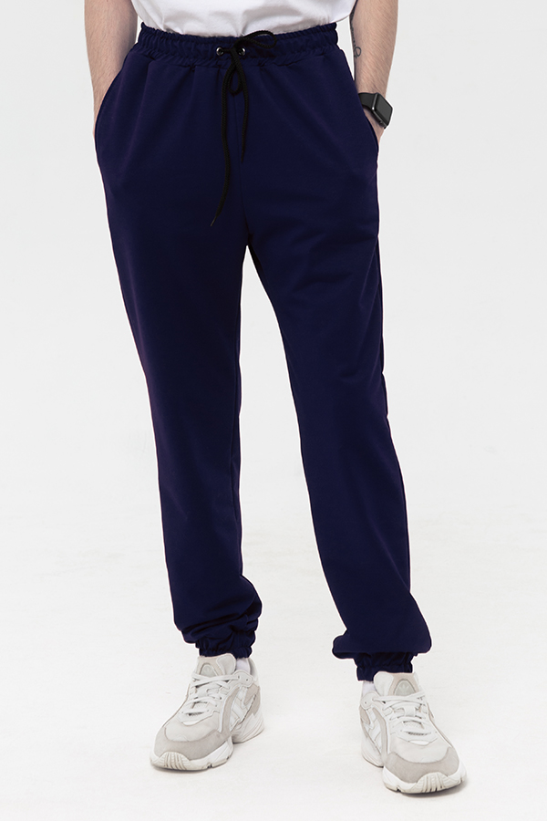  man-sports-pants-summer-rich-blue L-50-Unisex-(Мужской)    Мужские спортивные брюки летние тёмно-синие 