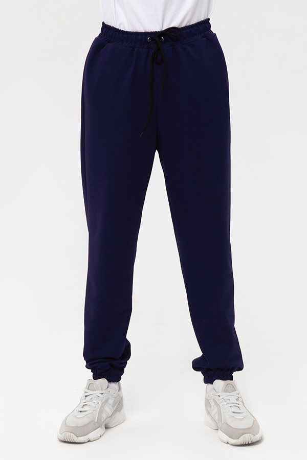 тёмно-синие мужские спортивные штаны тонкие купить с примеркой