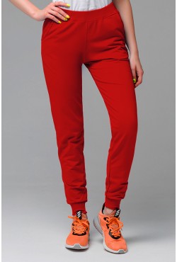 Красные женские спортивные брюки трикотажные на лето