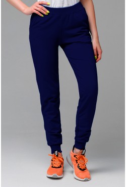Темно-синие женские спортивные брюки трикотажные на лето