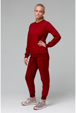Женский Бордовый спортивный костюм: Бордовый свитшот и Бордовые брюки