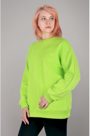 Свитшот оверсайз ярко салатовый (лайм) демисезонный без начёса
