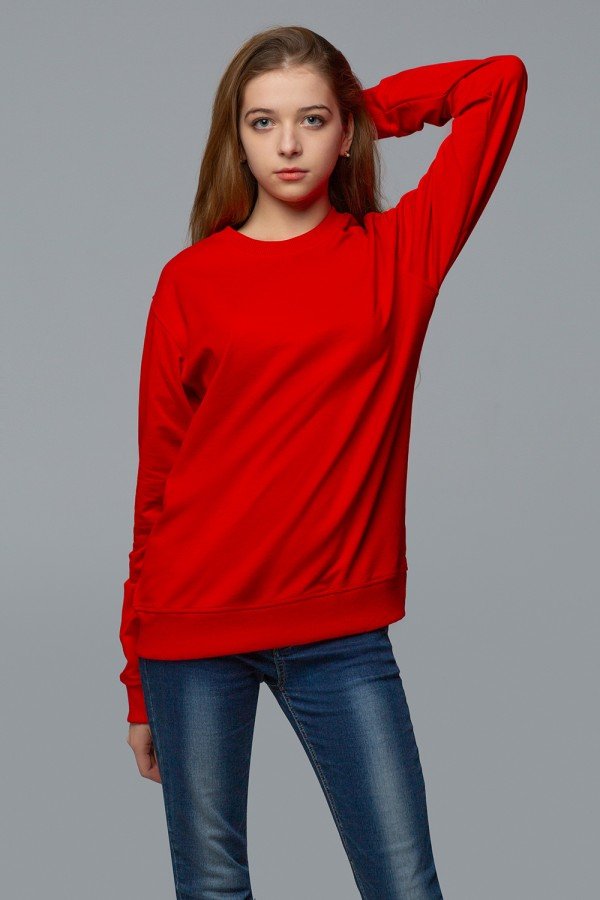 Тонкий женский красный свитшот летний 240гр/м2   Магазин Толстовок Свитшот летний женский классический (базовый)