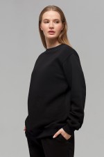 Женский черный свитшот с начесом утепленный   Магазин Толстовок Зимние свитшоты с начесом 320 гр/м однотонные ЖЕНСКИЕ