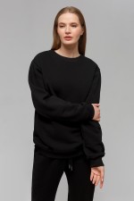 Женский черный свитшот с начесом утепленный   Магазин Толстовок Зимние свитшоты с начесом 320 гр/м однотонные ЖЕНСКИЕ