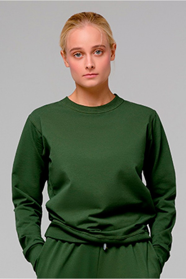 Тонкий женский темно-зеленый(хаки) свитшот летний 230гр/м2   Магазин Толстовок Свитшот летний женский классический (базовый)