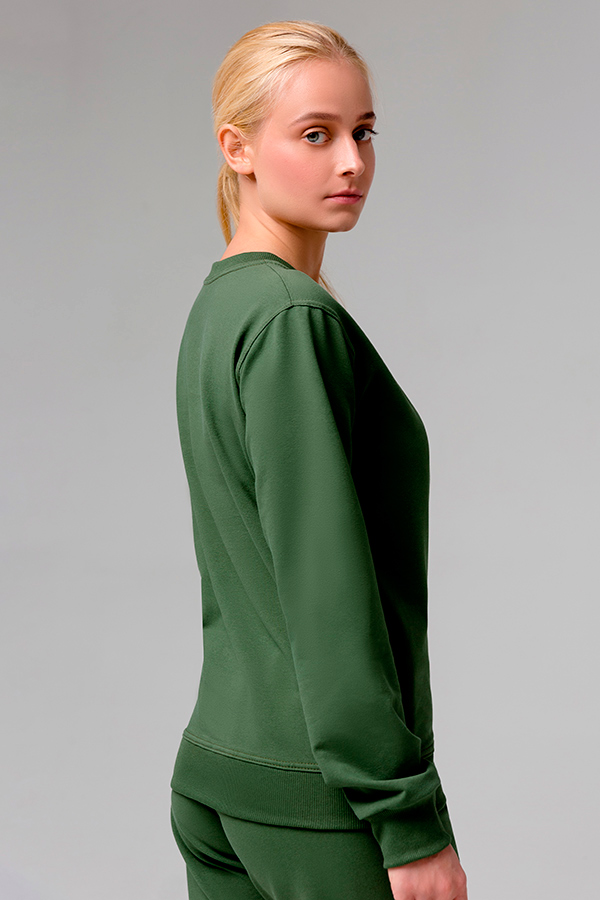 Тонкий женский темно-зеленый(хаки) свитшот летний 230гр/м2   Магазин Толстовок Свитшот летний женский классический (базовый)