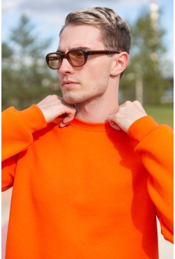 Мужской оранжевый свитшот с начесом утепленный 340гр/м2 ПРЕМИУМ