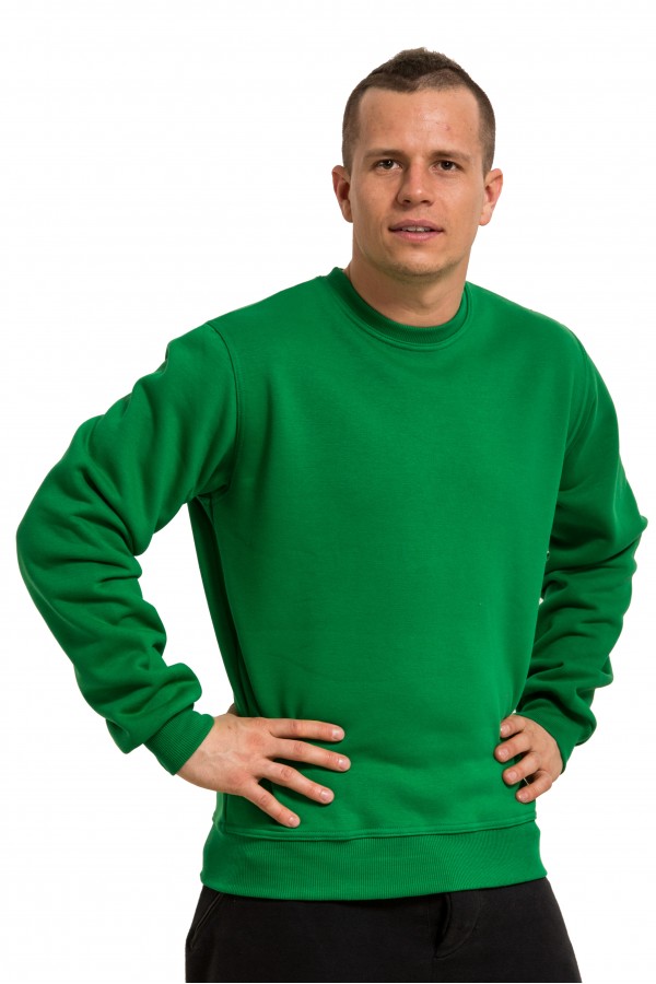  Green sweatshirt Man Winter L-50-Unisex-(Мужской)    Мужской зеленый свитшот с начесом утепленный 340гр/м2 ПРЕМИУМ 