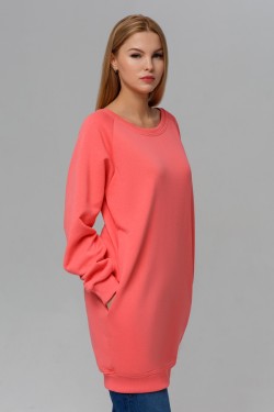 Long Coral Sweatshirt / Женский удлиненный коралловый свитшот