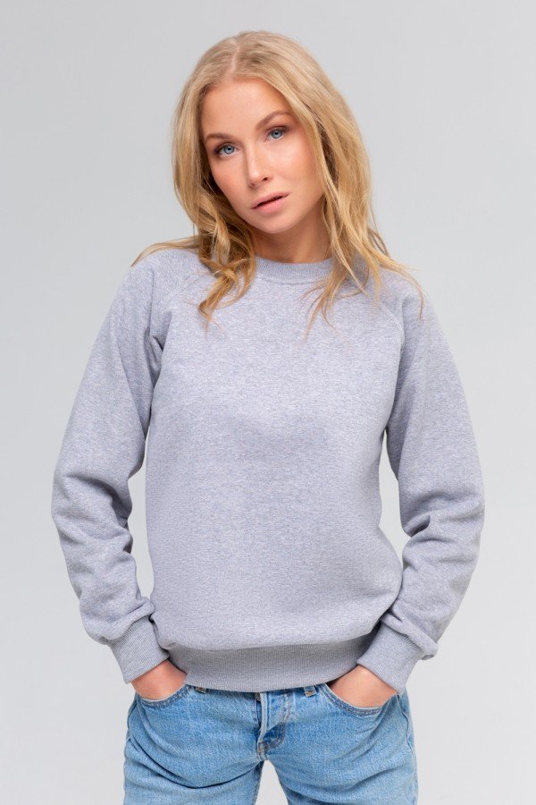  Woman Gray color sweatshirt reglan 300 XS-38-40-Woman-(Женский)    Женский серый меланж свитшот с рукавом реглан петельный (демисезон) 