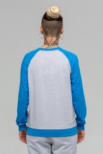 свитшот реглан серый с бирюзовым