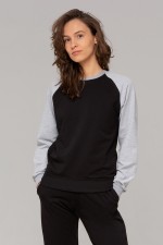 Женский лонгслив летний серый с черным рукавом-реглан   Магазин Толстовок Лонгсливы Реглан Летние ЖЕНСКИЕ