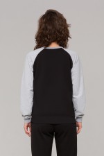 свитшот реглан черный женский с серым рукавом