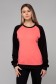  Coral-Black sweatshirt reglan 300 2XL-48-50-Woman-(Женский)    Женский коралловый свитшот с черным рукавом реглан петельный (демисезон) 