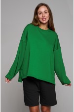  Sweatshirt oversize green color XS-38-40-Woman-(Женский)    Свитшот оверсайз диагональ зеленый без начеса Ampir 