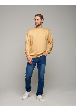 Мужской бежевый свитшот классический без начеса петельный 320гр/м2