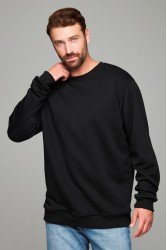 Мужской черный свитшот классический без начеса петельный 320гр/м2