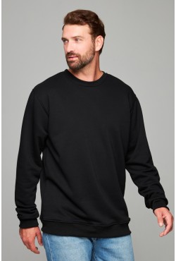 Мужской черный свитшот классический без начеса петельный 320гр/м2