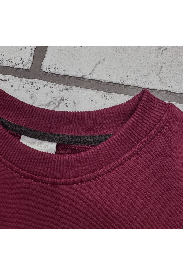 Женский бордовый свитшот спортивный классический без начеса петельный 320гр/м2   Магазин Толстовок Свитшоты классические петельные женские 320 гр/м 