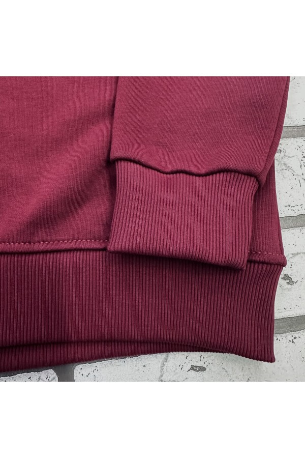 Женский бордовый свитшот спортивный классический без начеса петельный 320гр/м2   Магазин Толстовок Свитшоты классические петельные женские 320 гр/м 