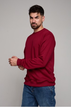 Мужской бордовый свитшот классический без начеса петельный 320гр/м2