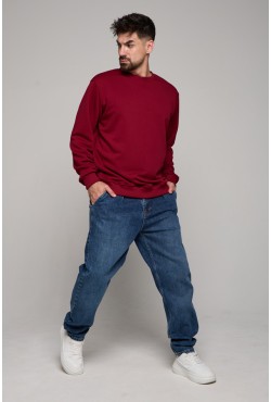 Мужской бордовый свитшот классический без начеса петельный 320гр/м2