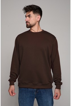 Мужской коричневый свитшот классический без начеса петельный 320гр/м2	