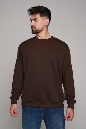 Мужской коричневый свитшот классический без начеса петельный 320гр/м2	