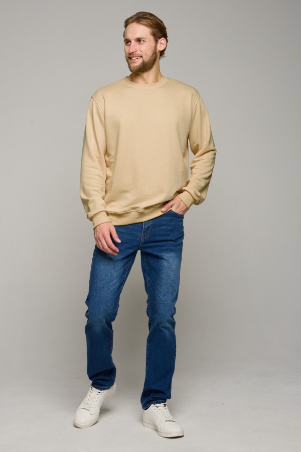 мужской кремовый свитшот без начеса футер 3-нитка 320 гр, мерч, брендирование, печать