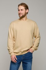  Cream beige classic sweatshirt man dg XS-44-Unisex-(Мужской)    Мужской кремовый (светлый бежевый) свитшот классический без начеса петельный 320гр/м2 