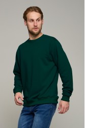 Мужской темно-зеленый свитшот классический без начеса петельный 320гр/м2