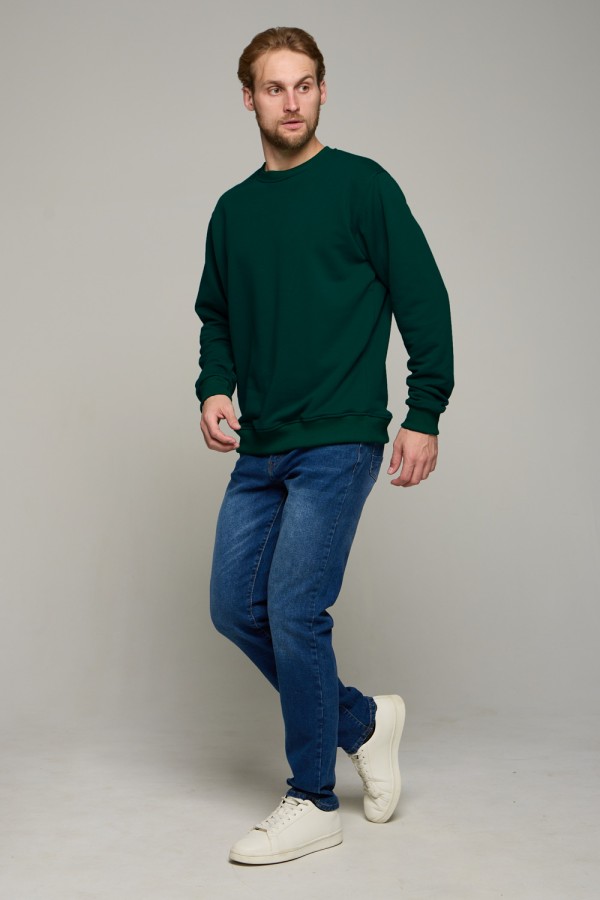 темно зеленый мужской свитшот без начеса бланковый купить