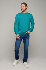 мужской изумрудный  свитшот без начеса футер 3-нитка 320 гр, мерч, брендирование, печать