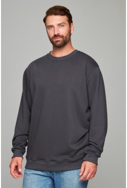 Мужской графитовый свитшот классический без начеса петельный 320гр/м2	