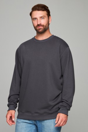 Мужской графитовый свитшот классический без начеса петельный 320гр/м2	