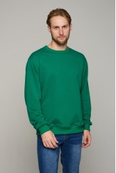 Мужской зеленый свитшот классический без начеса петельный 320гр/м2