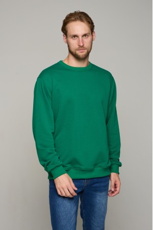 Мужской зеленый свитшот классический без начеса петельный 320гр/м2