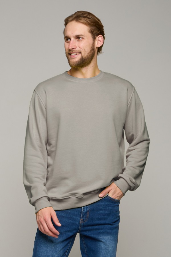  Grey concrete classic sweatshirt man dg XS-44-Unisex-(Мужской)    Мужской свитшот цвет серый бетон классический без начеса петельный 320гр/м2 