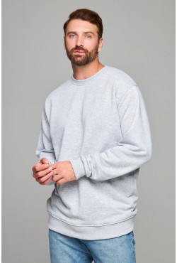 Мужской свитшот серый меланж классический без начеса петельный 320гр/м2